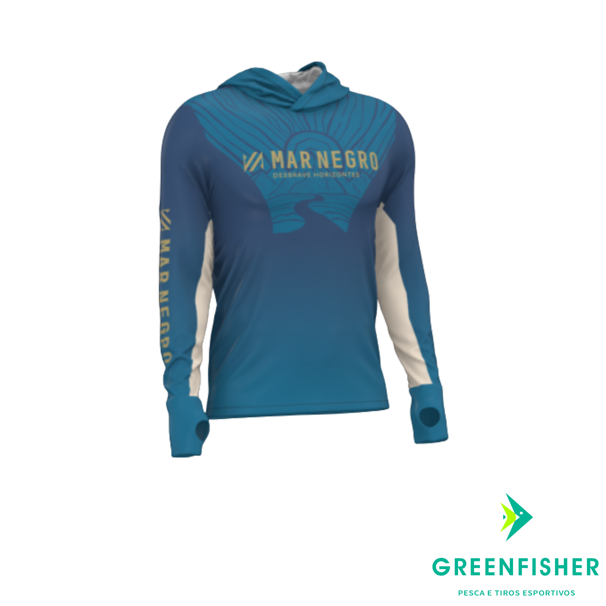 CAMISETA X-PROTECTION FISH TAIL - MASCULINA SUBLIMADA / MAR NEGRO