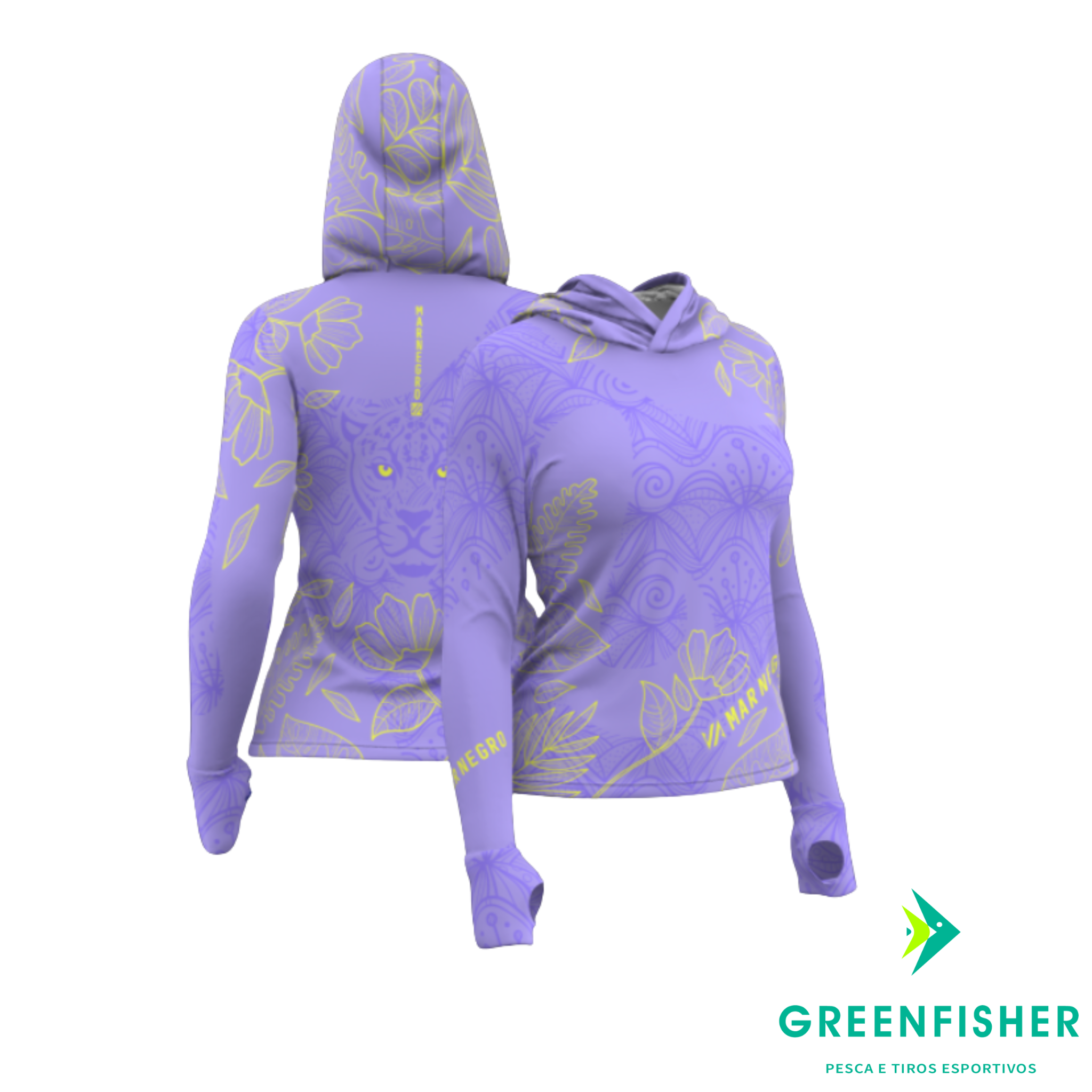 CAMISETA X-PROTECTION LAVANDA FEMININA SUBLIMADA / MAR NEGRO