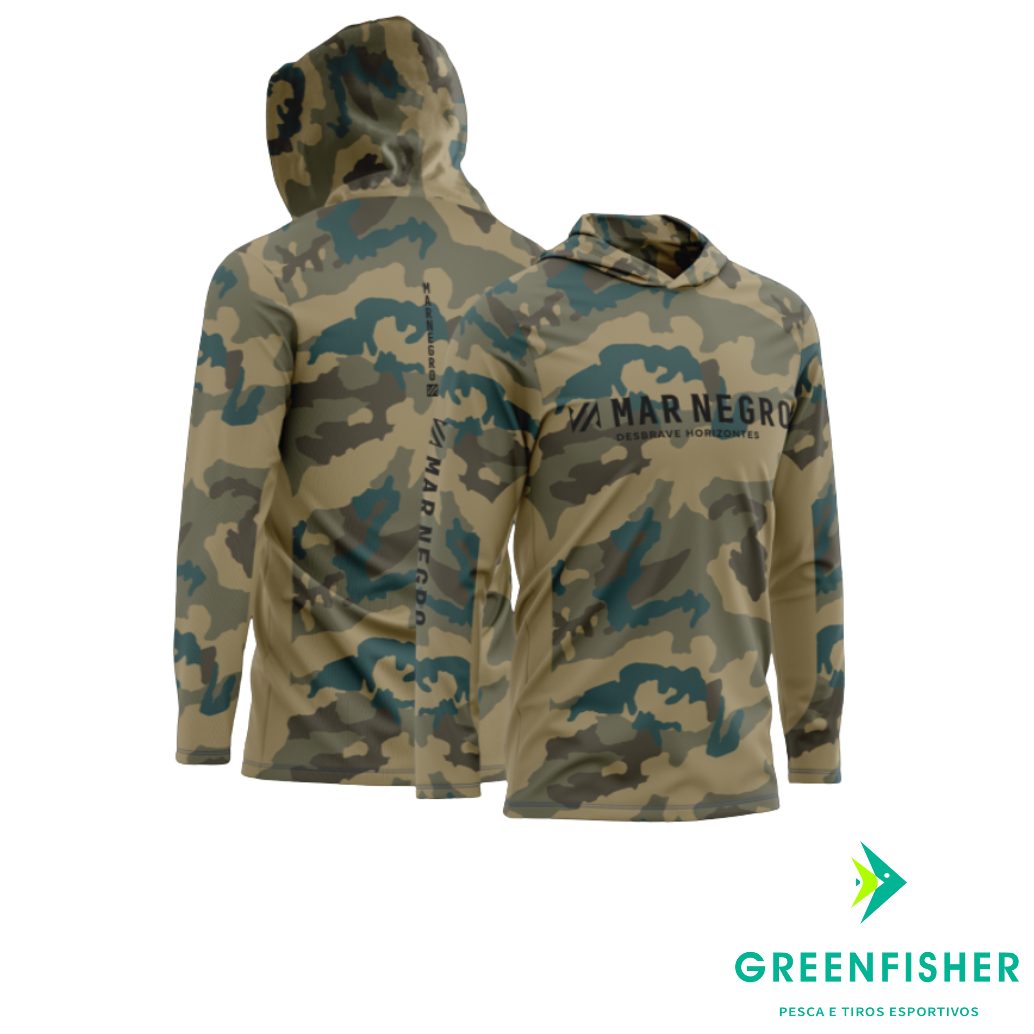 CAMISETA X-PROTECTION CAMUFLADA CAQUI - MASCULINA SUBLIMADA / MAR NEGRO