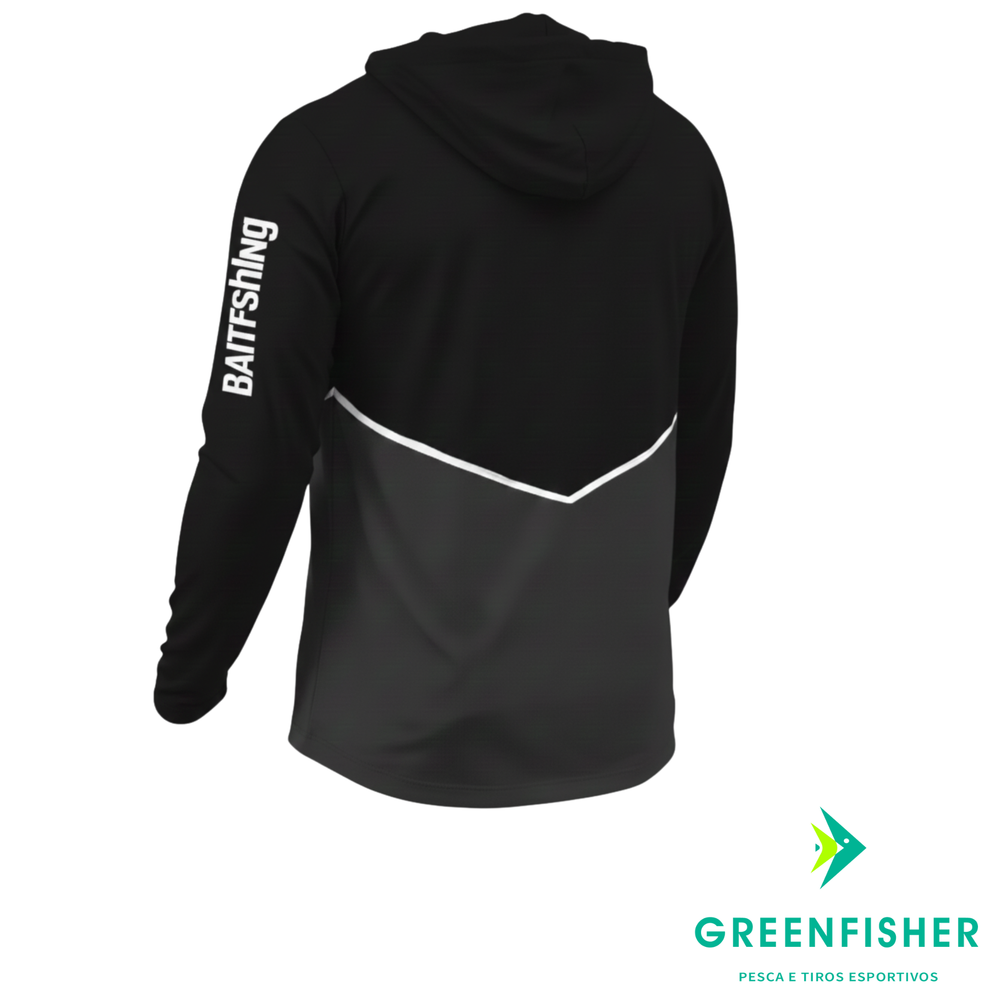 CAMISETA ICY HOODIE PRETO - BRANCO / BAITFISHING