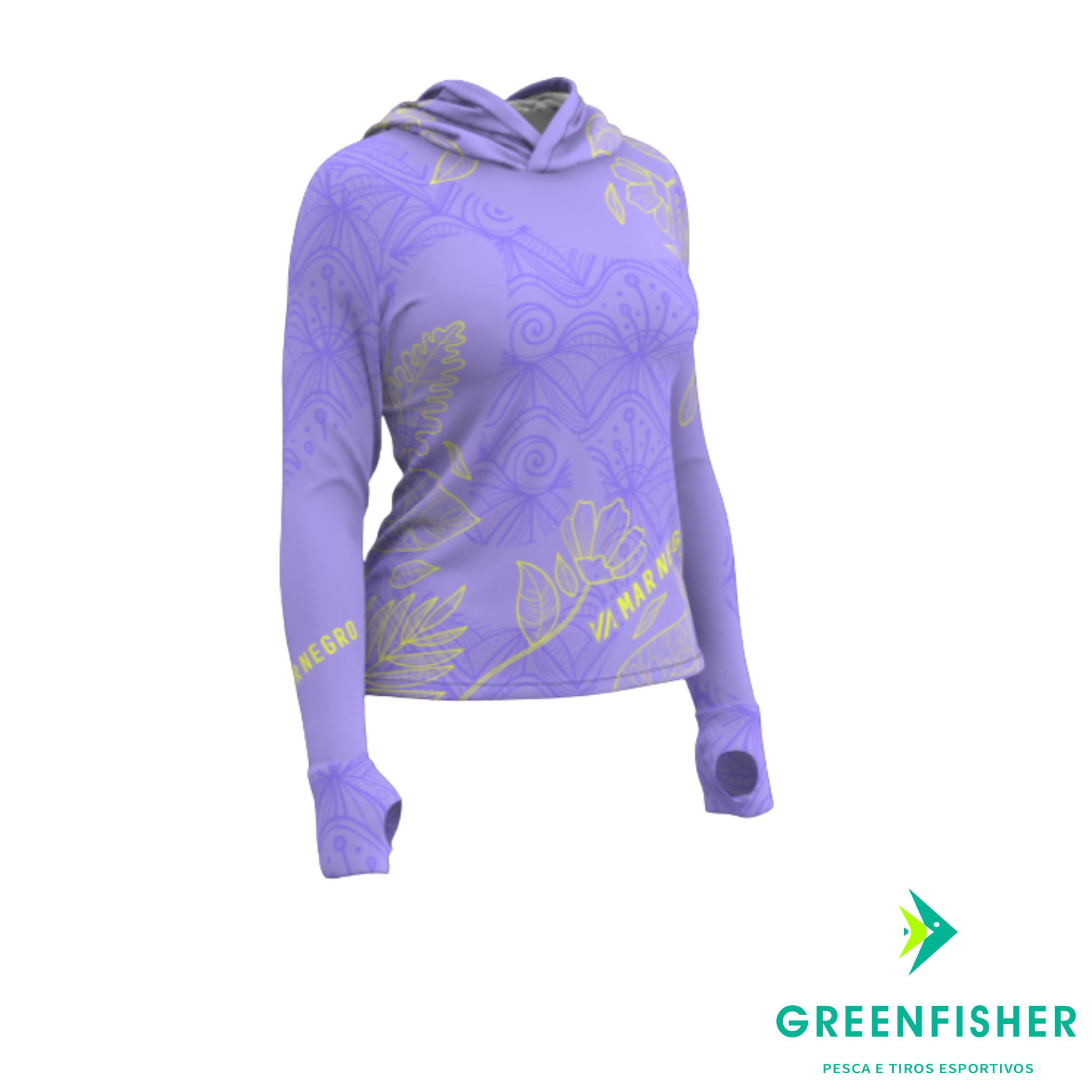 CAMISETA X-PROTECTION LAVANDA FEMININA SUBLIMADA / MAR NEGRO