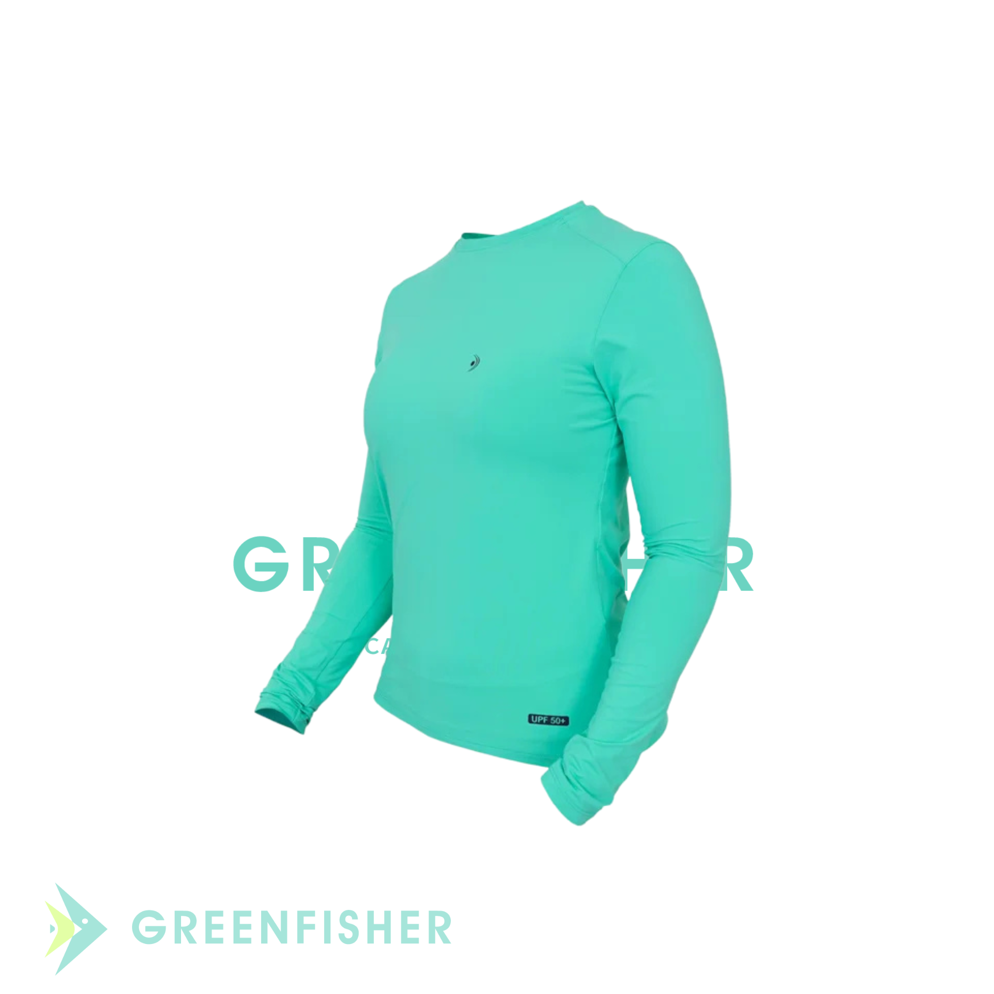 CAMISETA FEMENINA BASICA UPF50+ VERDE ÁGUA  / FISHING CO