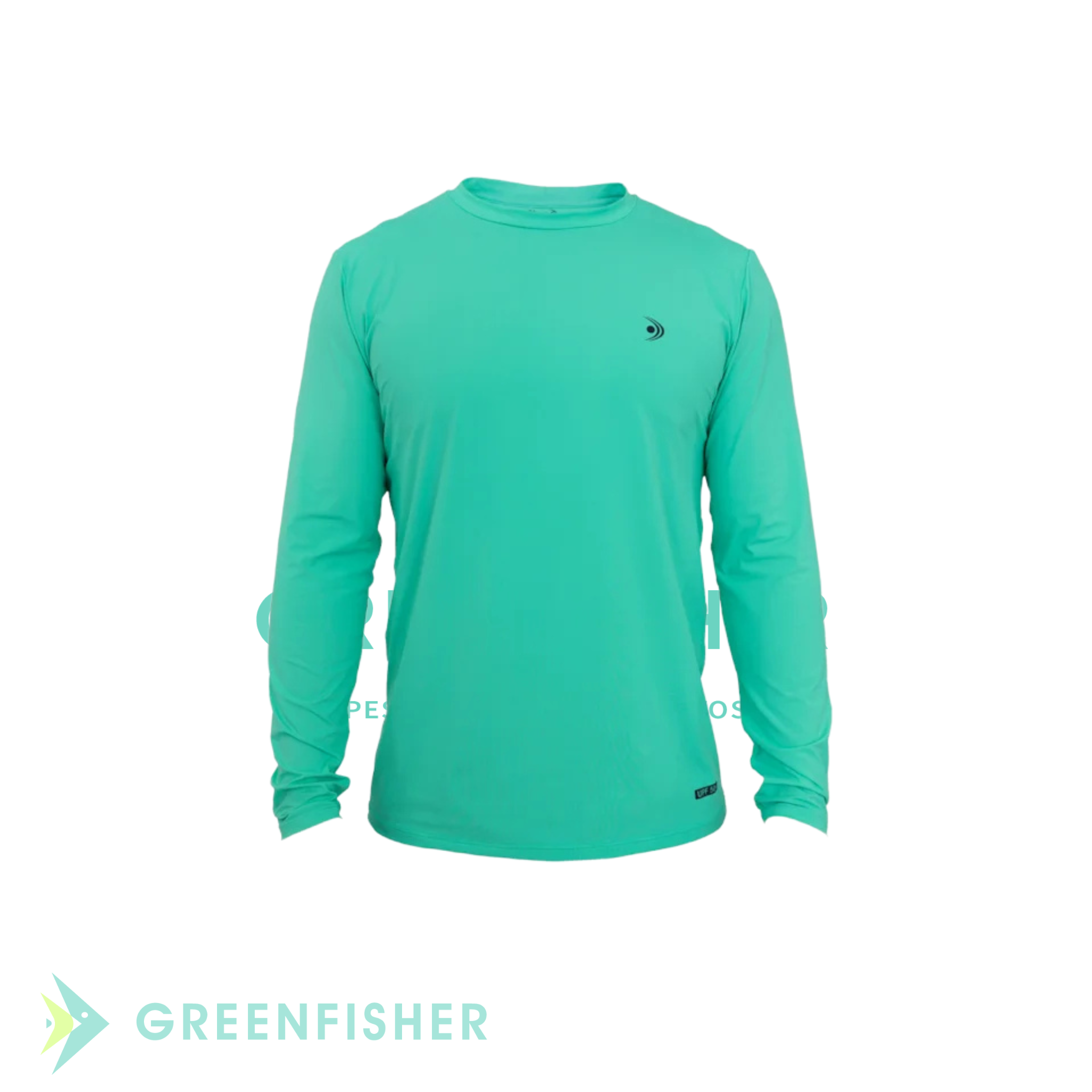 CAMISETA MASCULINA BASICA UPF 50+ VERDE ÁGUA  / FISHING CO