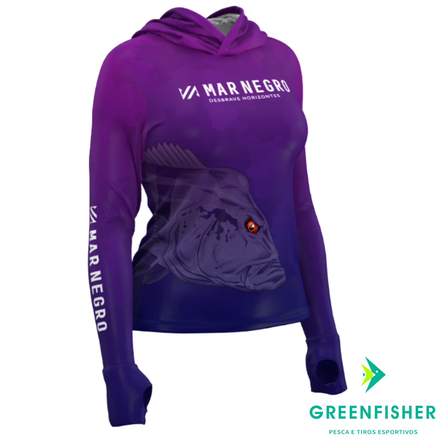 CAMISETA X-PROTECTION TUCUNARÉ FEMININA SUBLIMADA / MAR NEGRO