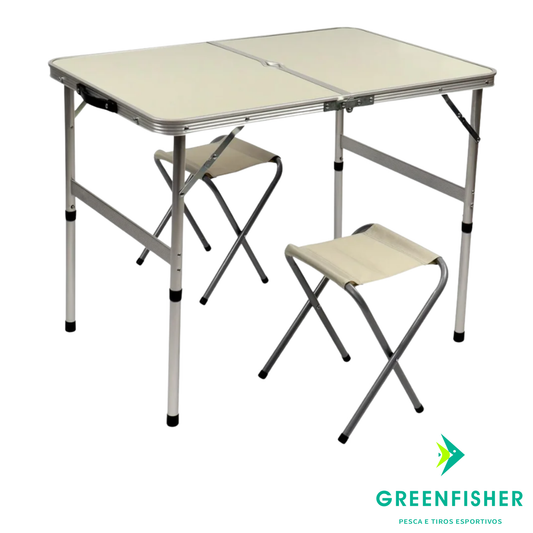 MESA DOBRÁVEL TRAIL 2 BANQUETAS ALUMÍNIO / KALA