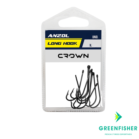 ANZOL LONG HOOK BLACK N08 - C/10UN / CROWN