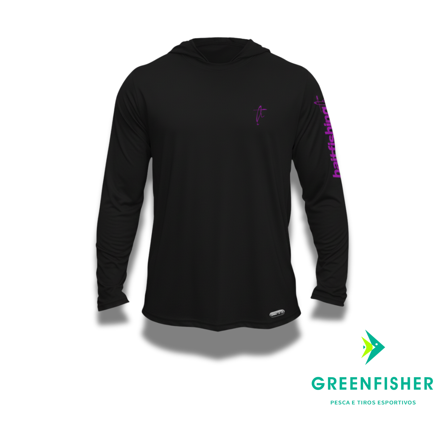 CAMISETA ICY HOODIE PRETO - ROXO  / BAITFISHING