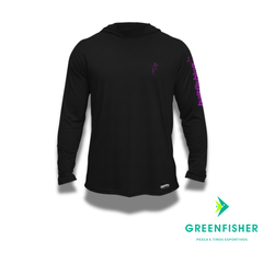 CAMISETA ICY HOODIE PRETO - ROXO  / BAITFISHING