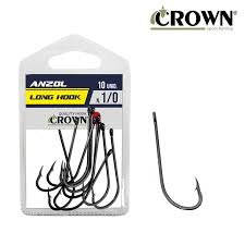 ANZOL LONG HOOK BLACK 12 C/10 / CROWN